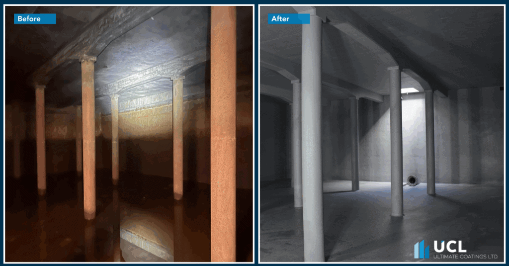 Photograph from the Dancing Hill Reservoir:Concrete Repair and Waterproofing project delivered by UCL Ltd