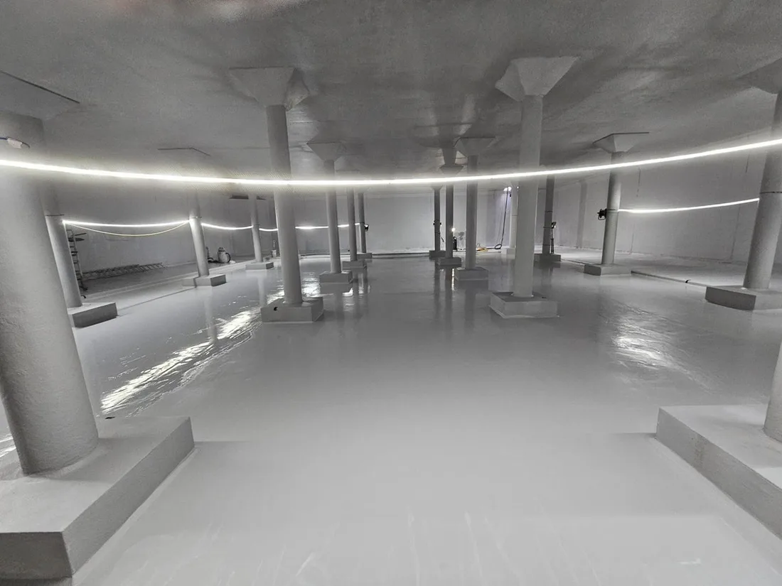 Clean water reservoir at Fulwood WTW prior to structural refurbishment