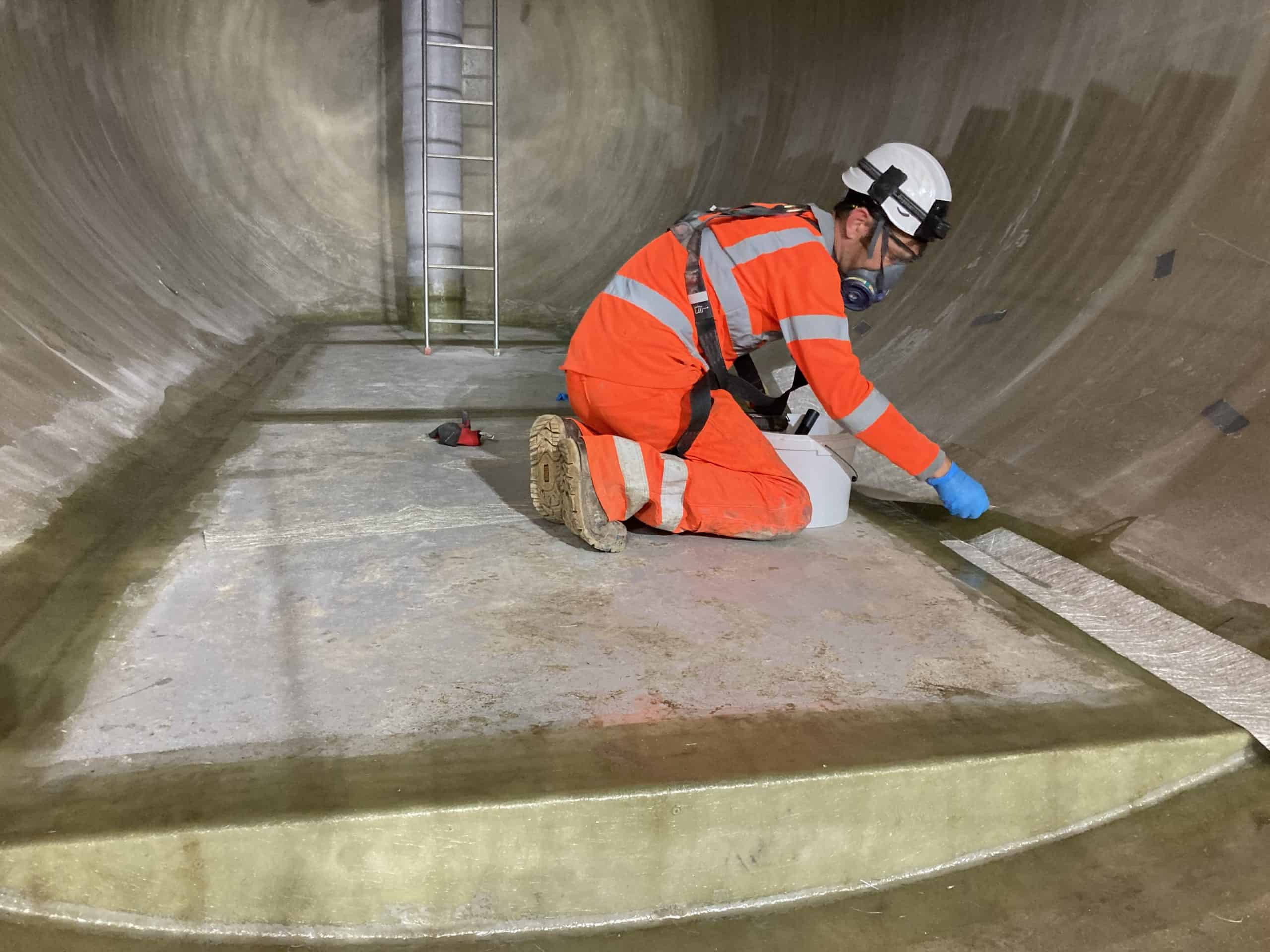 Photograph from the Polyurea Coating for GRP Tank project delivered by UCL Ltd